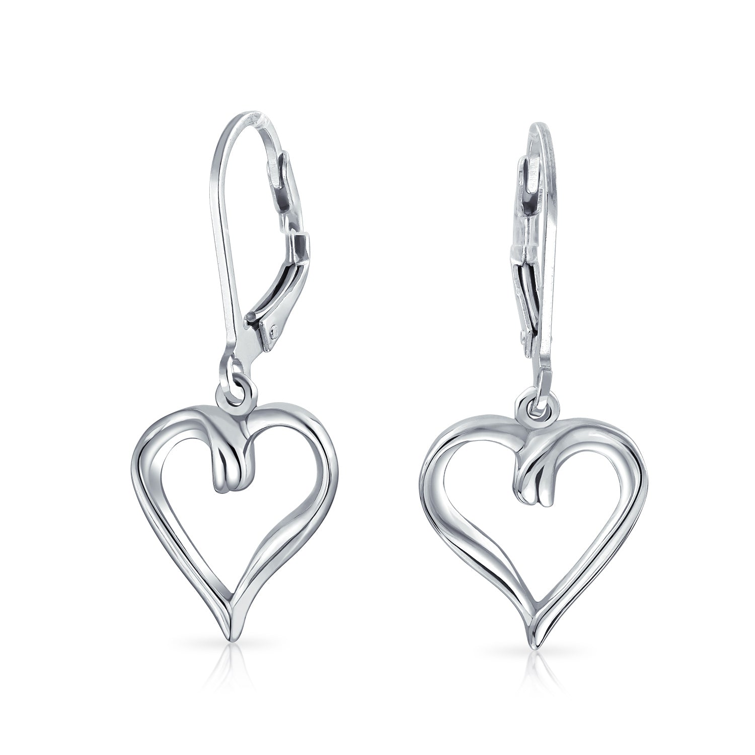 Heart Romantic Lever back Earrings Rose Gold Plated .925 Sterling Silv ...