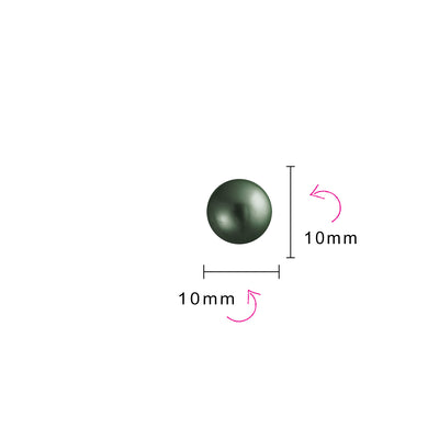 Classic Black Peacock Simulated Pearl Drop Ball Earrings  Sterling Silver