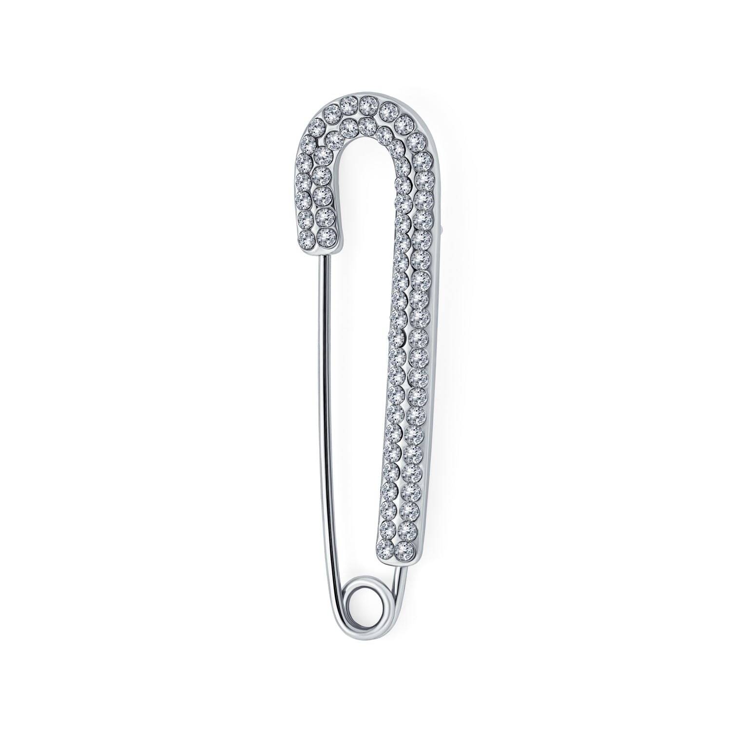 Set of 2 Crystal Candy Cane Safety Pin Brooch Pin Gold Silver Plated 2 Inch