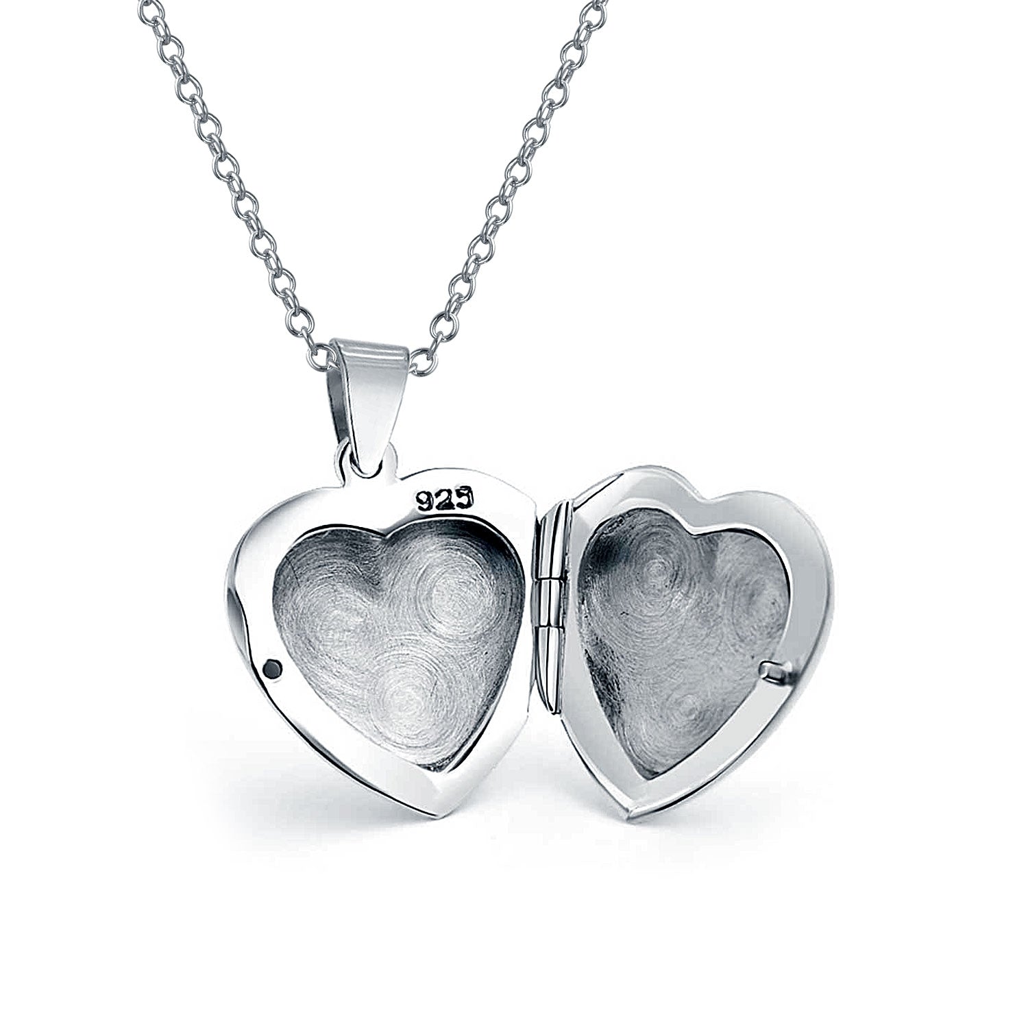 Simple Keepsake Puff Heart Shaped Photo Locket Necklace Pendant .925 Sterling Silver