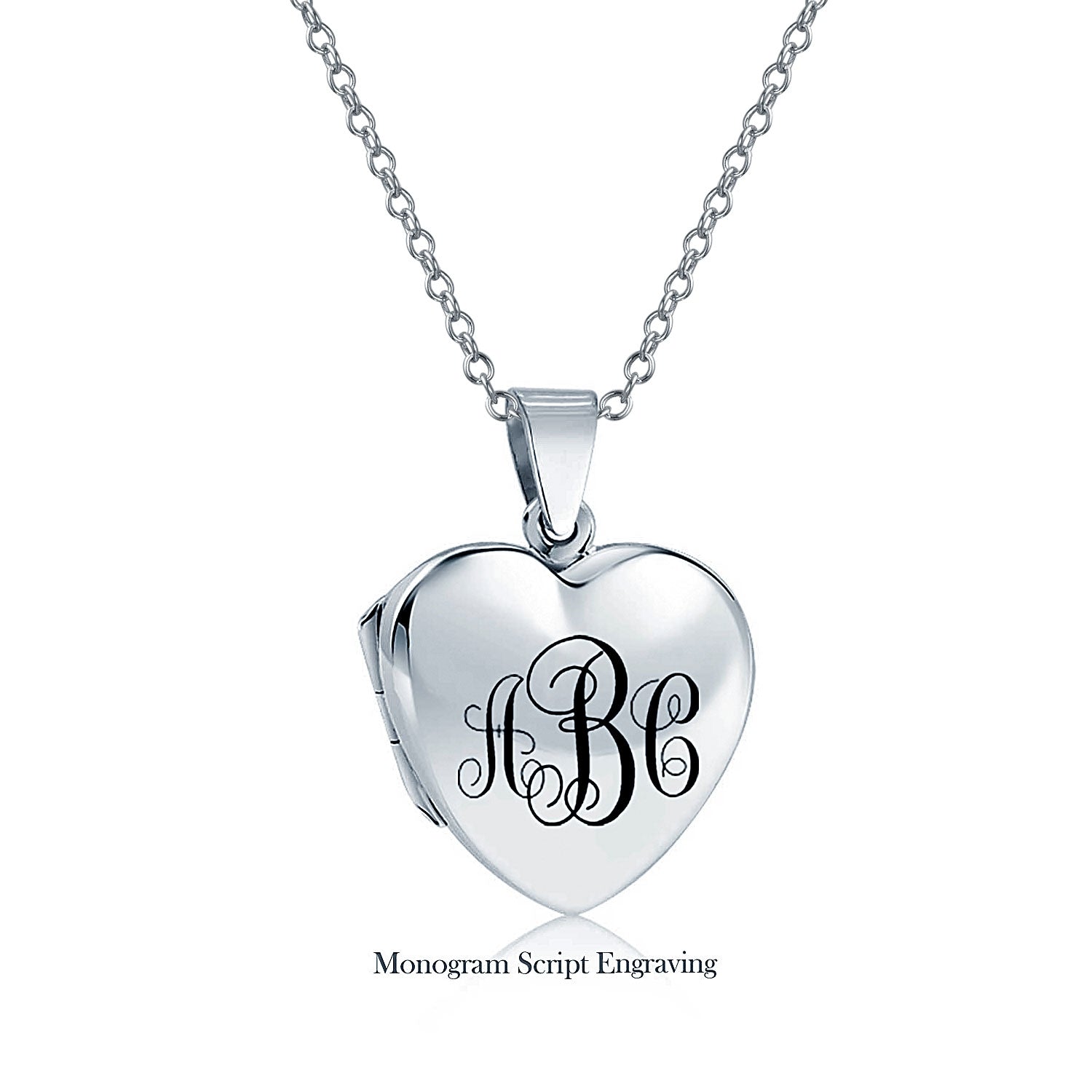 Simple Keepsake Puff Heart Shaped Photo Locket Necklace Pendant .925 Sterling Silver