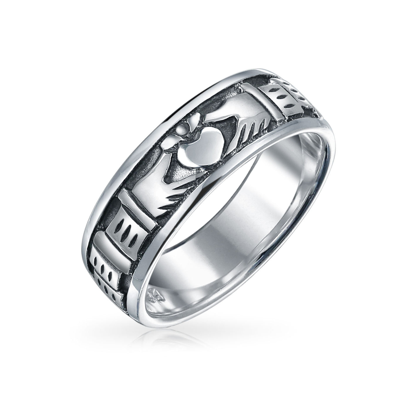 BFF Celtic Irish Couples Claddagh Wedding Band Ring Sterling Silver ...