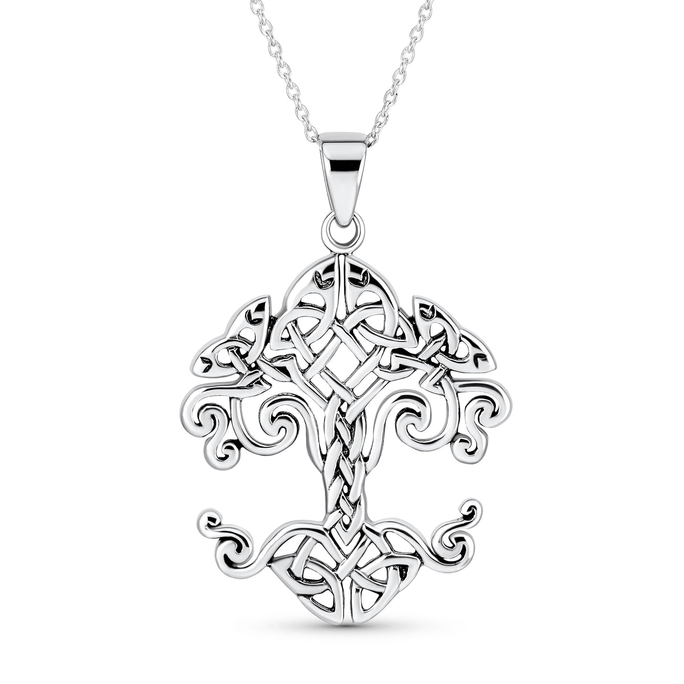 Celtic Matriarch Family Tree of Life Pendant Necklace in Sterling Silver