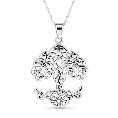 Celtic Matriarch Family Tree of Life Pendant Necklace in Sterling Silver