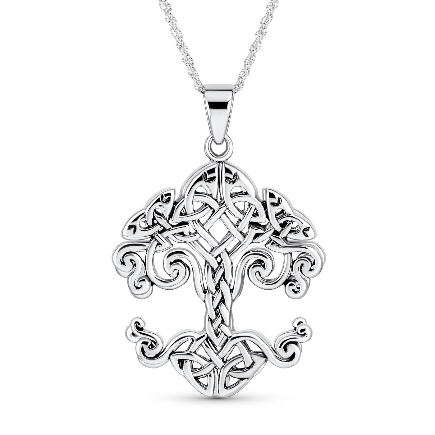 Celtic Matriarch Family Tree of Life Pendant Necklace in Sterling Silver