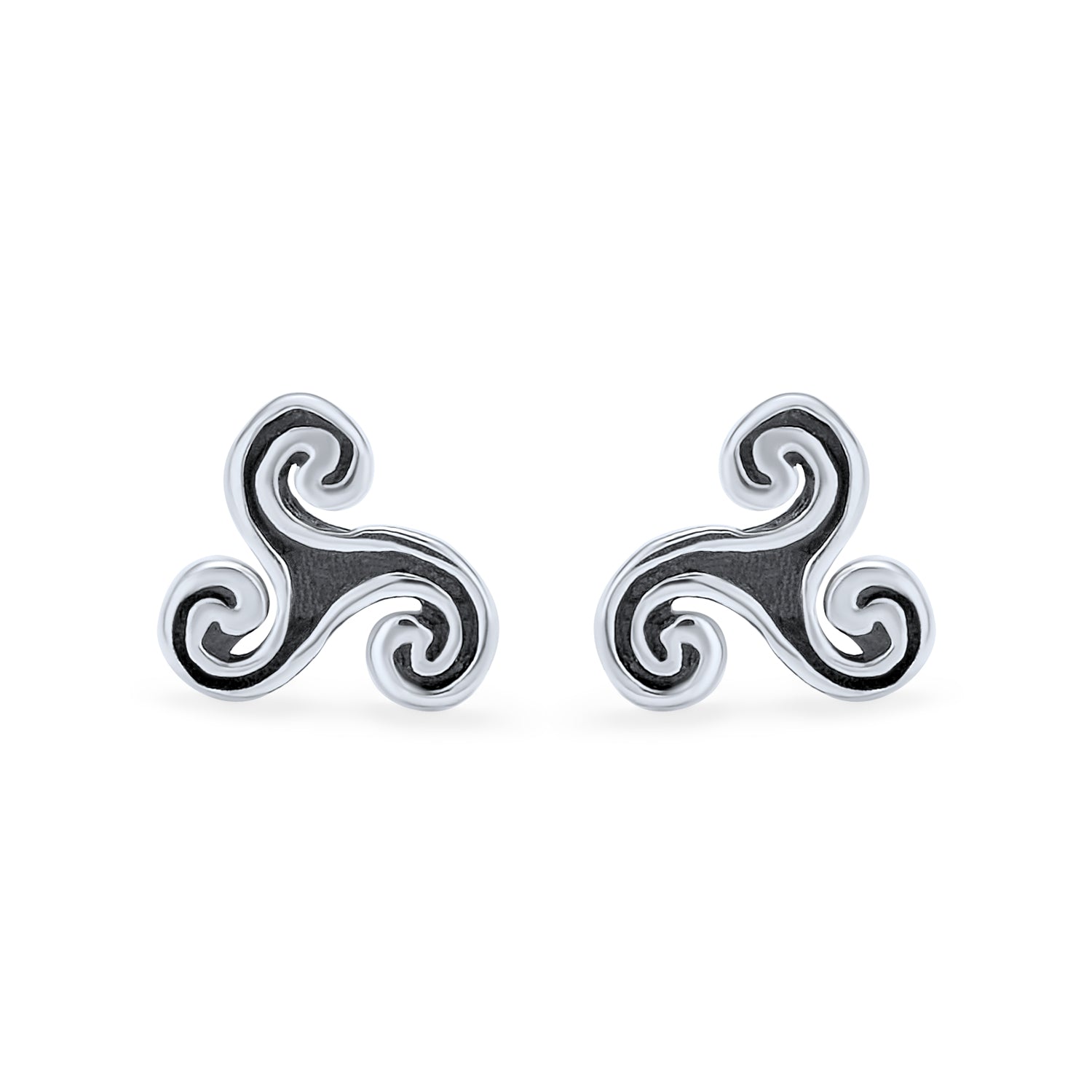 Ancient Celtic Triskele Stud Earrings Oxidized 7MM