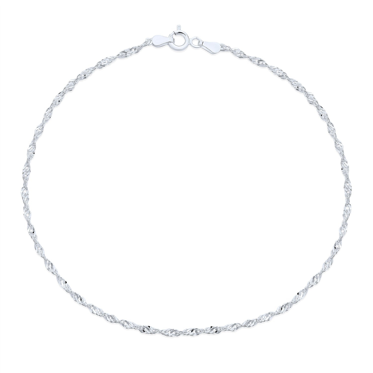 Twisted Curb Anklet Ankle Bracelet Silver 9-10 Inch Italy