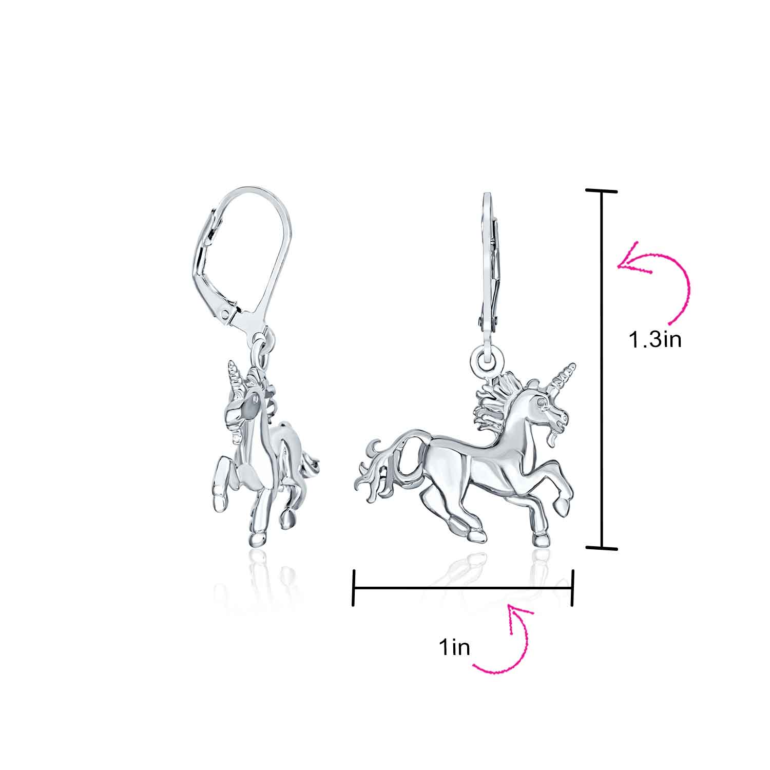 Pegasus Unicorn Medallion Necklace & Dangle Earring Set Oxidized Sterling Silver