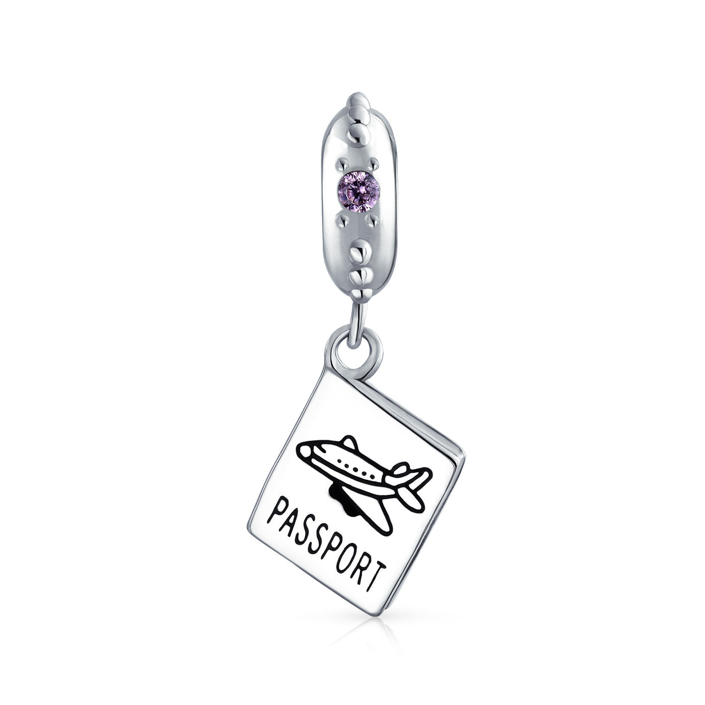 World Traveler Passport Dangle Charm Bead Sterling Silver for European Bracelet