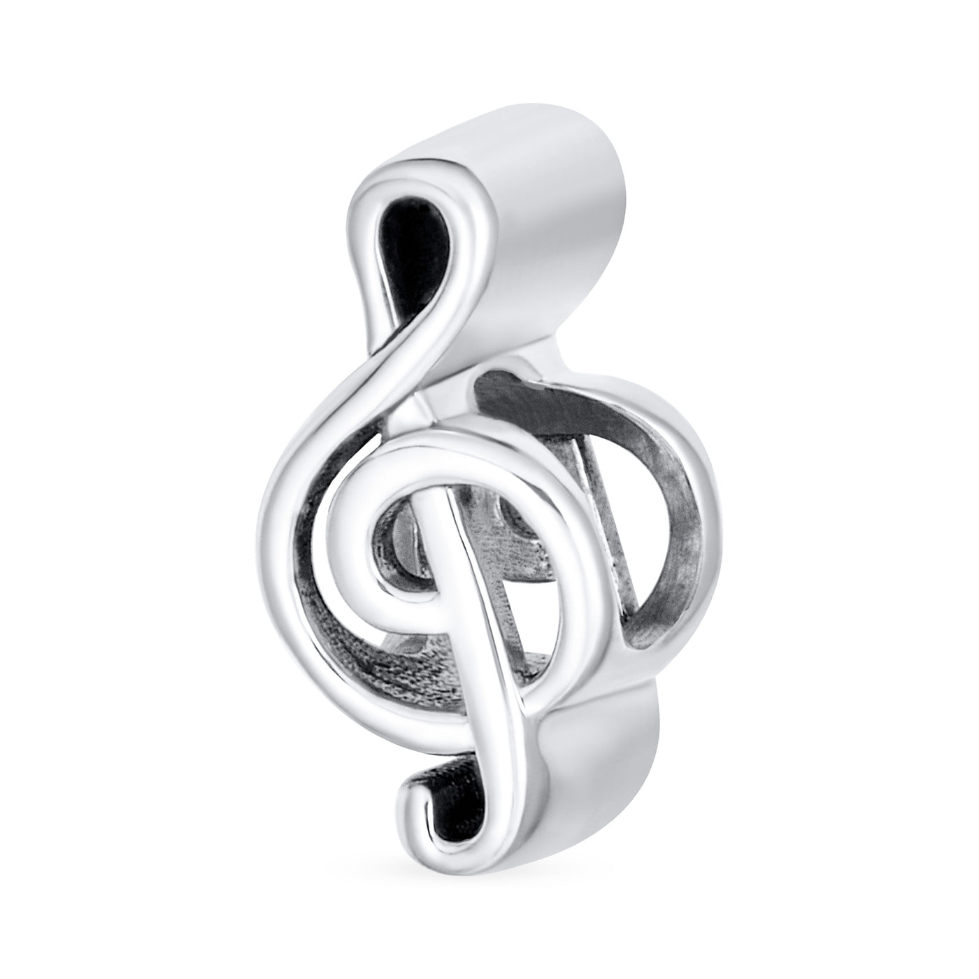 Set of 2 Music Notes G Clef & Electric Guitar Charm Bead Sterling Silver