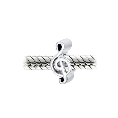 Set of 2 Music Notes G Clef & Electric Guitar Charm Bead Sterling Silver