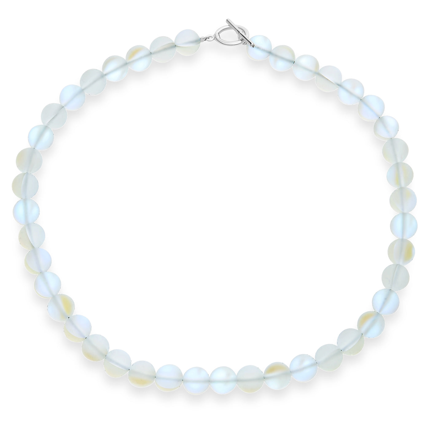 Plain Western Jewelry Moonstone 10MM Bead Strand Necklace with Silver Clasp