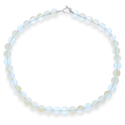 Plain Western Jewelry Moonstone 10MM Bead Strand Necklace with Silver Clasp