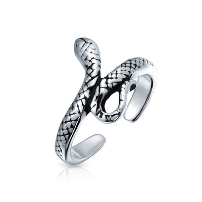 Set of 2 Garden Reptile Snake and Geko Lizard Midi Toe Ring Sterling Silver