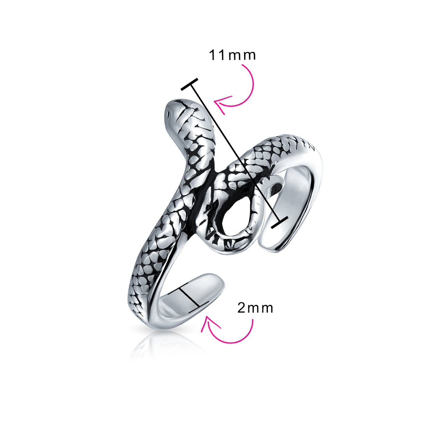 Set of 2 Garden Reptile Snake and Geko Lizard Midi Toe Ring Sterling Silver