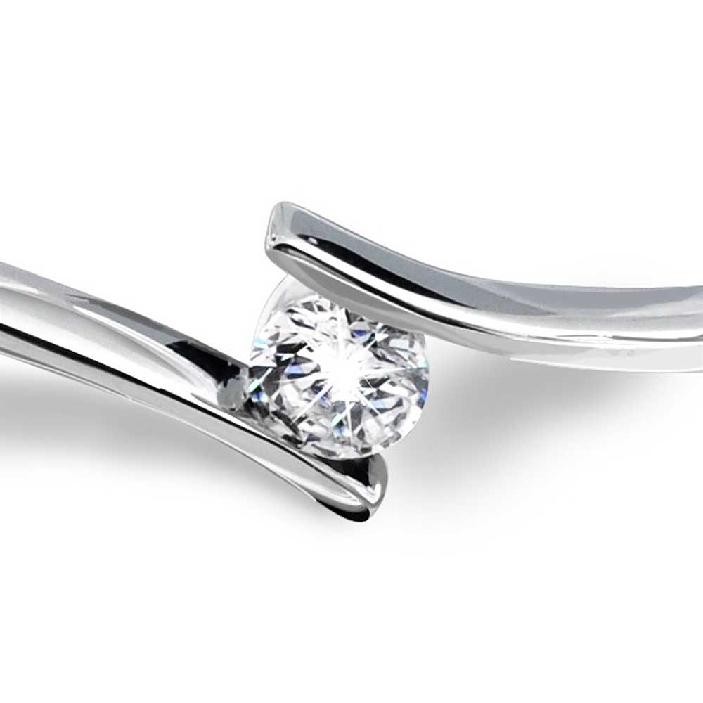 Timeless Bypass Bangle Bracelet .925 Sterling Silver CZ Modern Bridal Bracelet