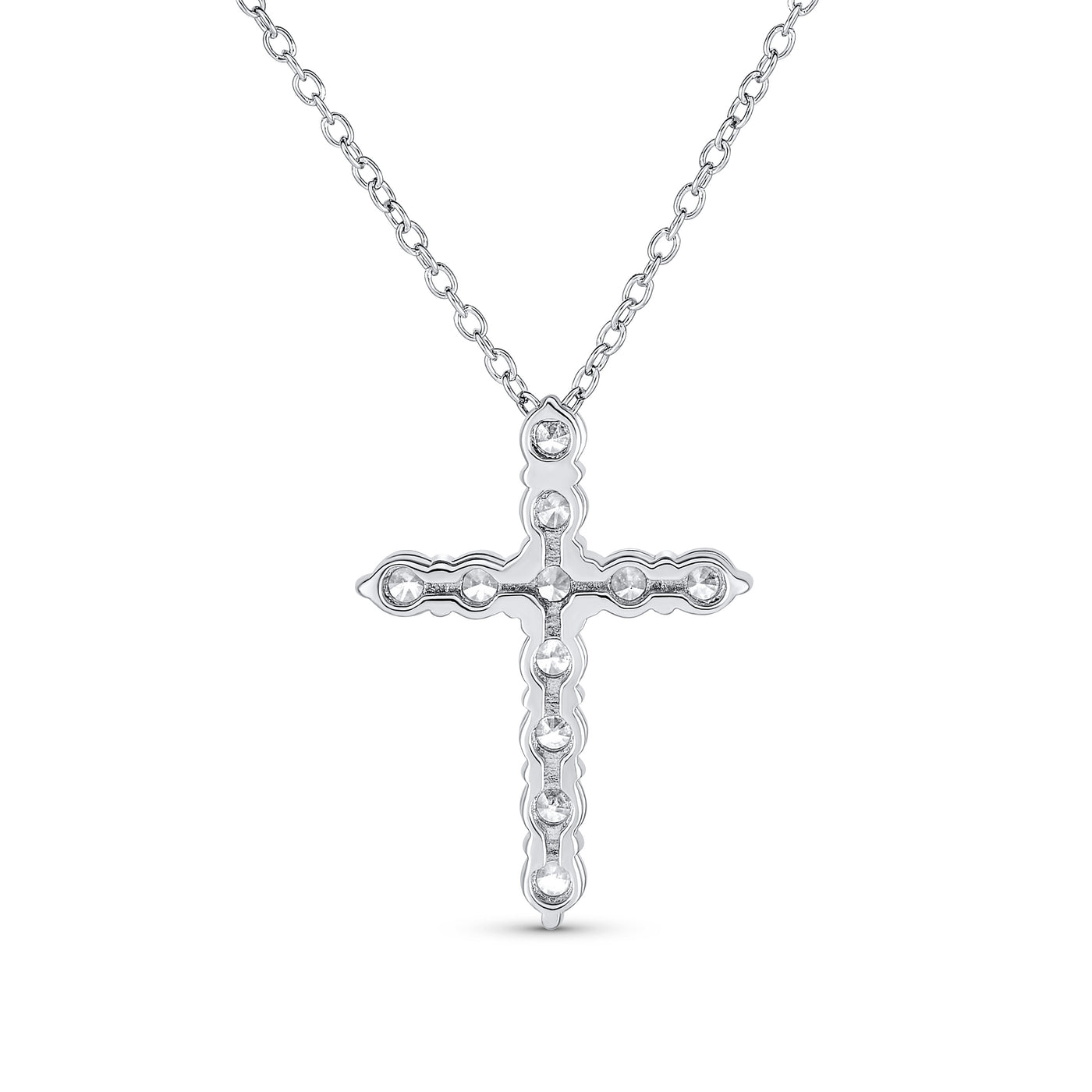 Bridal Necklace Minimalist Sterling Silver Cross Pendant with Cubic Zirconia