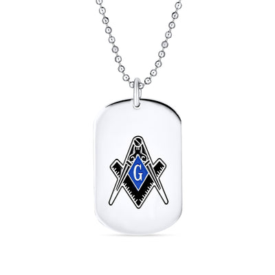 Freemasons Masonic Compass Dog Tag Black Blue Pendant Stainless Steel ...