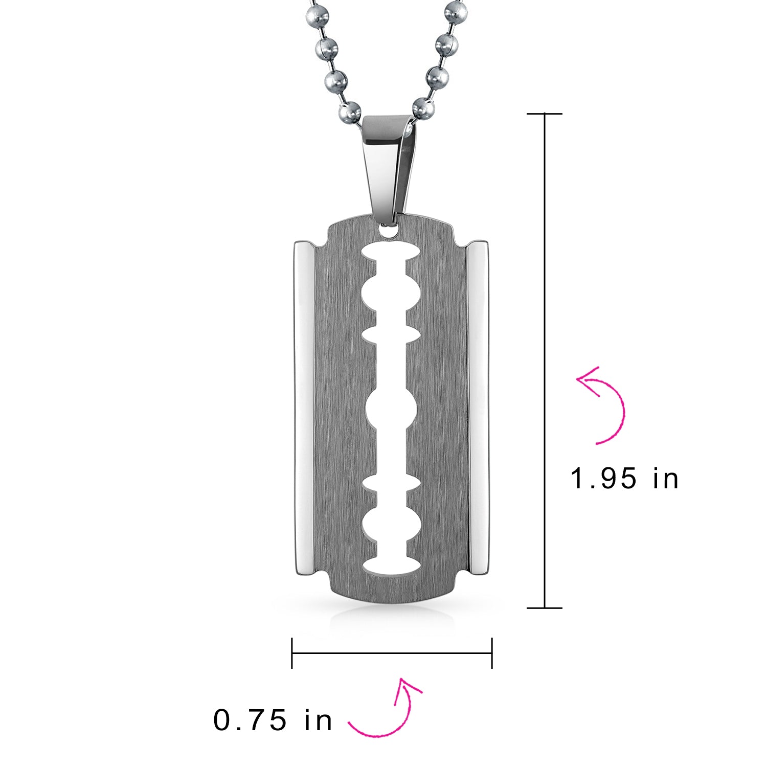 Set of 2 Hip Hop Biker Jewelry Razor Blade Pendant Necklace Black Silver Plated