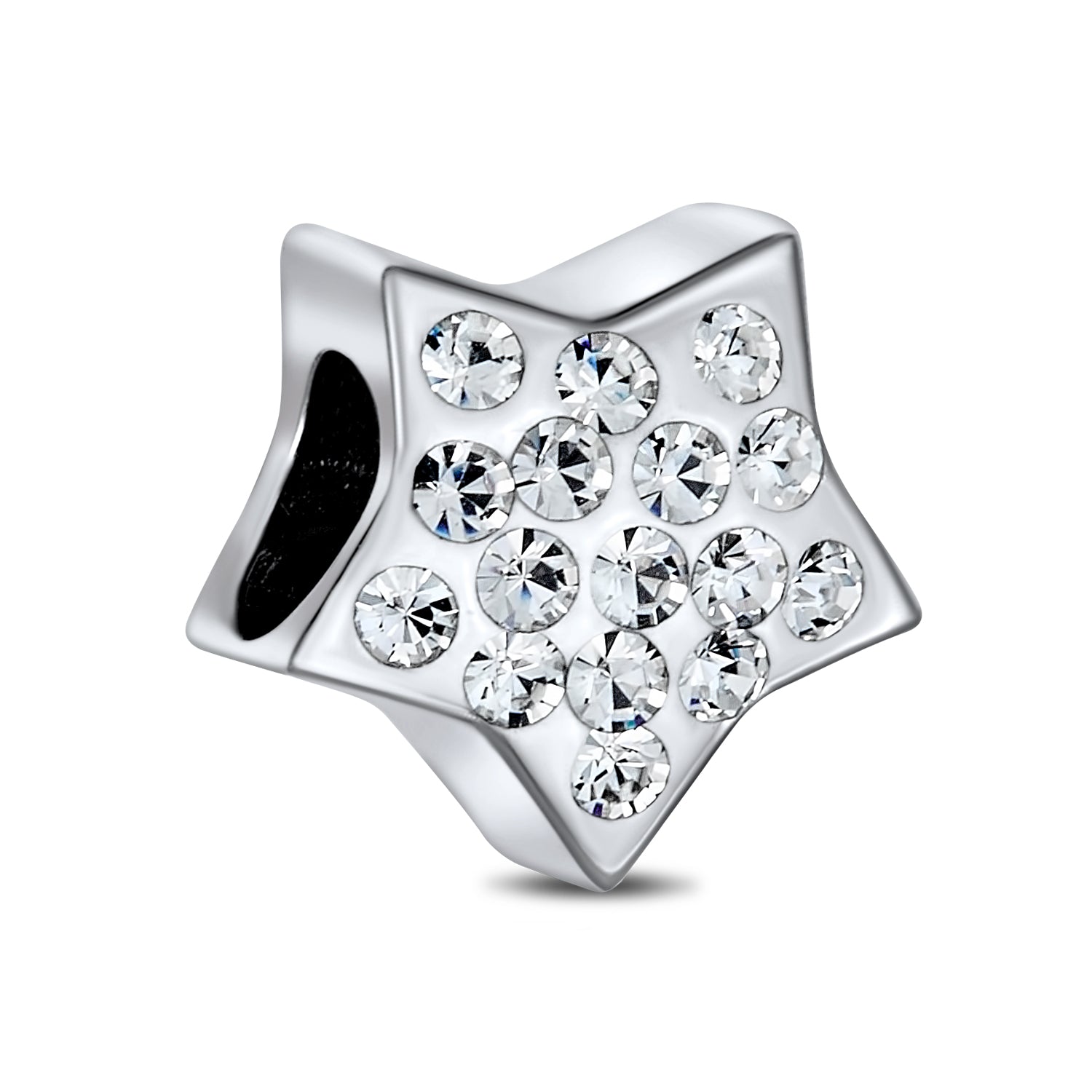 Patriotic Rock Star Celestial Crystal Charm Bead .925 Sterling Silver ...