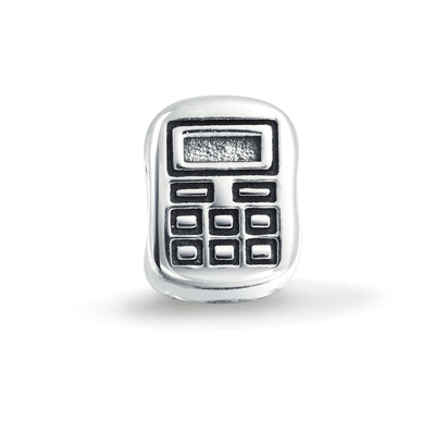 Set of 2 Latte Travel Mug Cup Coffee and Calculator Charm Bead Sterling Silver