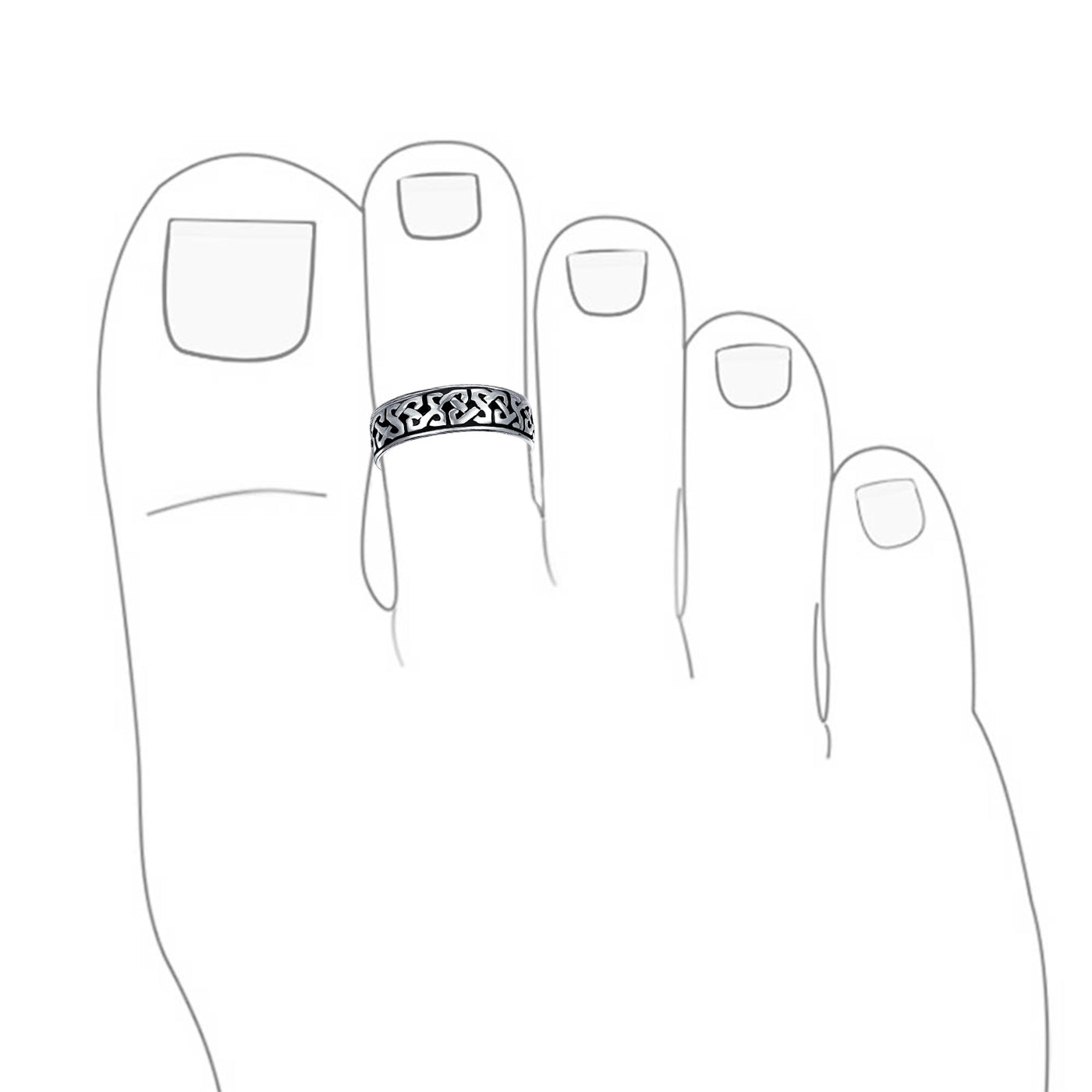 Set of 2 Celtic Trinity Knot Toe Ring Oxidized Sterling Silver Pinky Midi Design