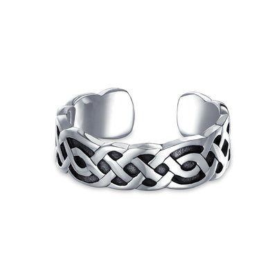 Set of 2 Celtic Trinity Knot Toe Ring Oxidized Sterling Silver Pinky Midi Design