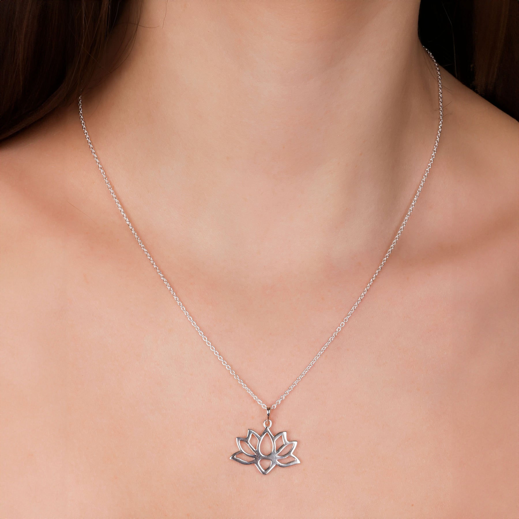 Open Lily Flower Zen Lotus Pendant Necklace & Stud Earrings Jewelry Set .925 Sterling Silver