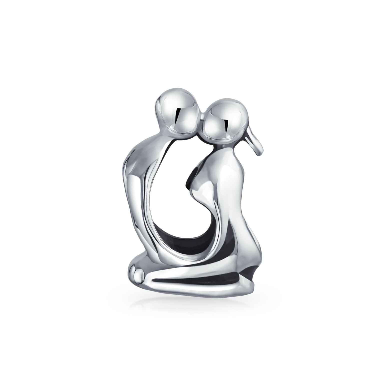 .925 Sterling Silver Couples Kissing Lovers Sculpture Charm Bead for Bracelet