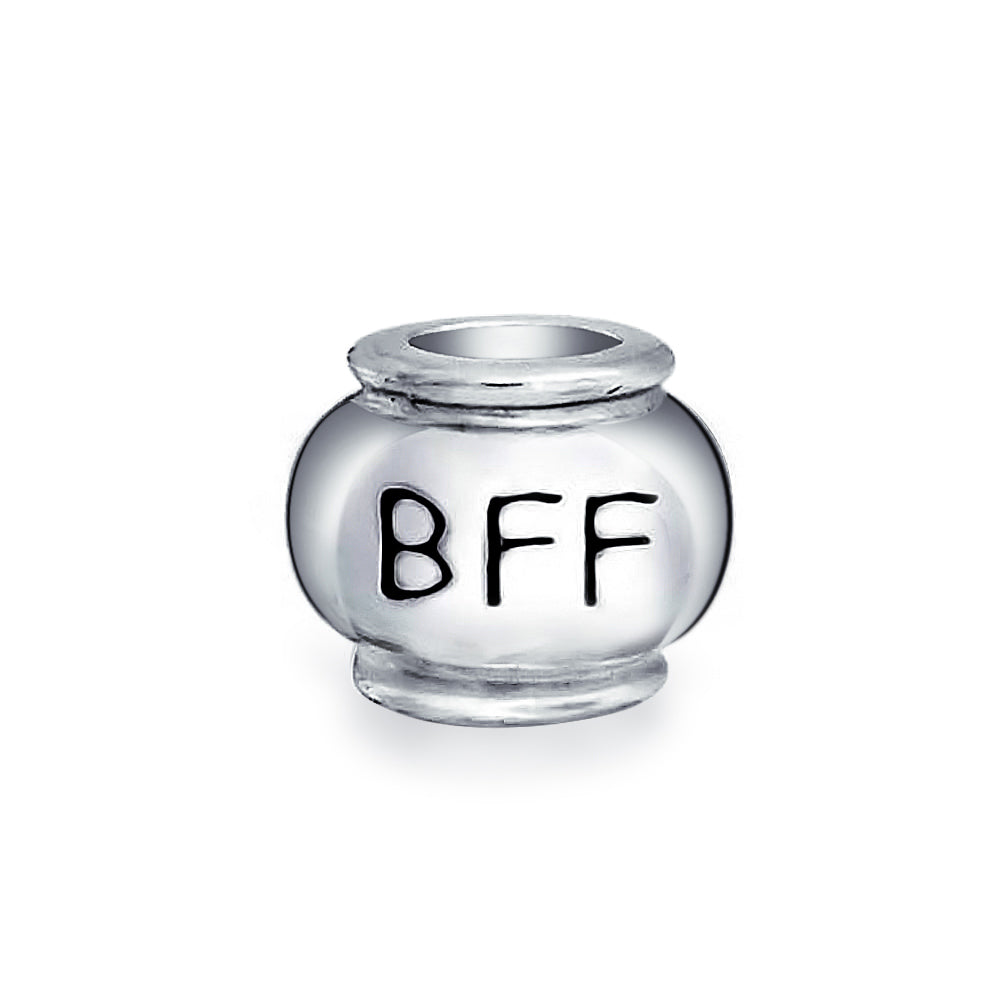 .925 Sterling Silver Words Best Friends Forever BFF Charm Bead for Bracelet