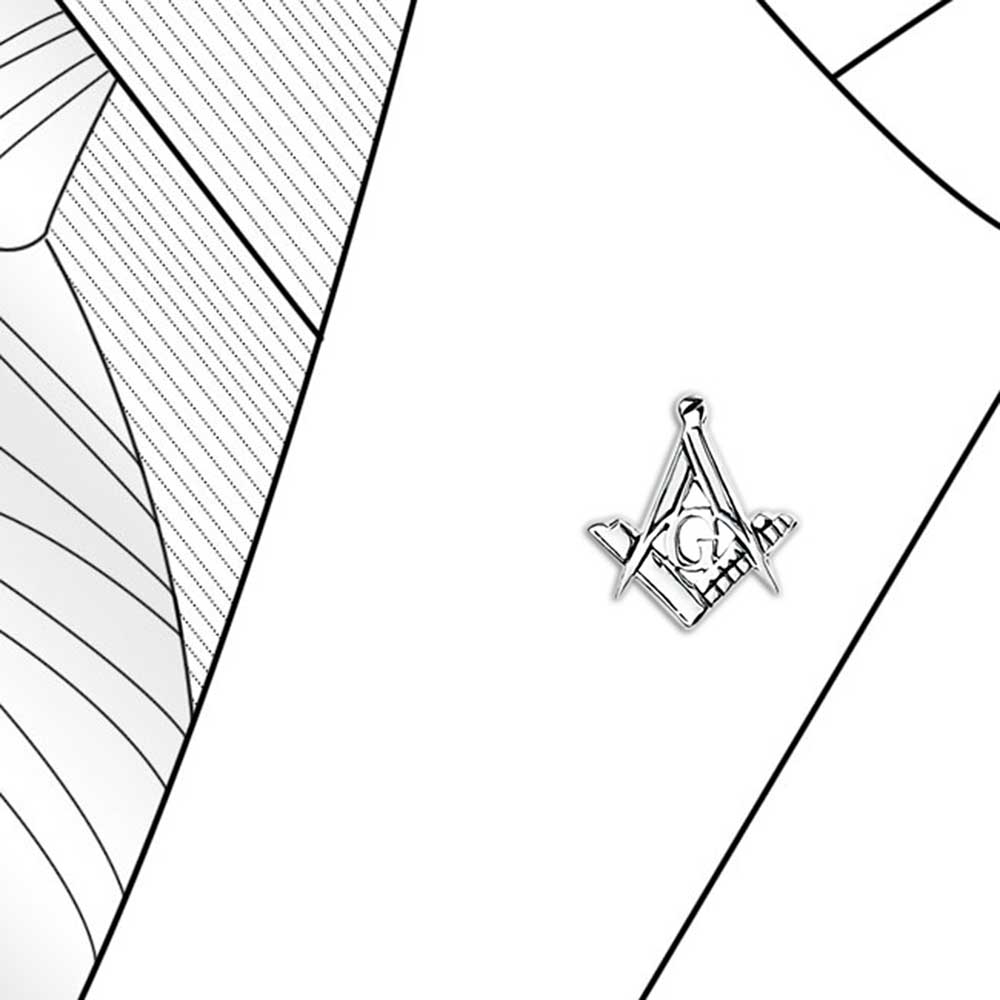 Freemasons Masonic Compass Brooche Pin Men Sterling Silver