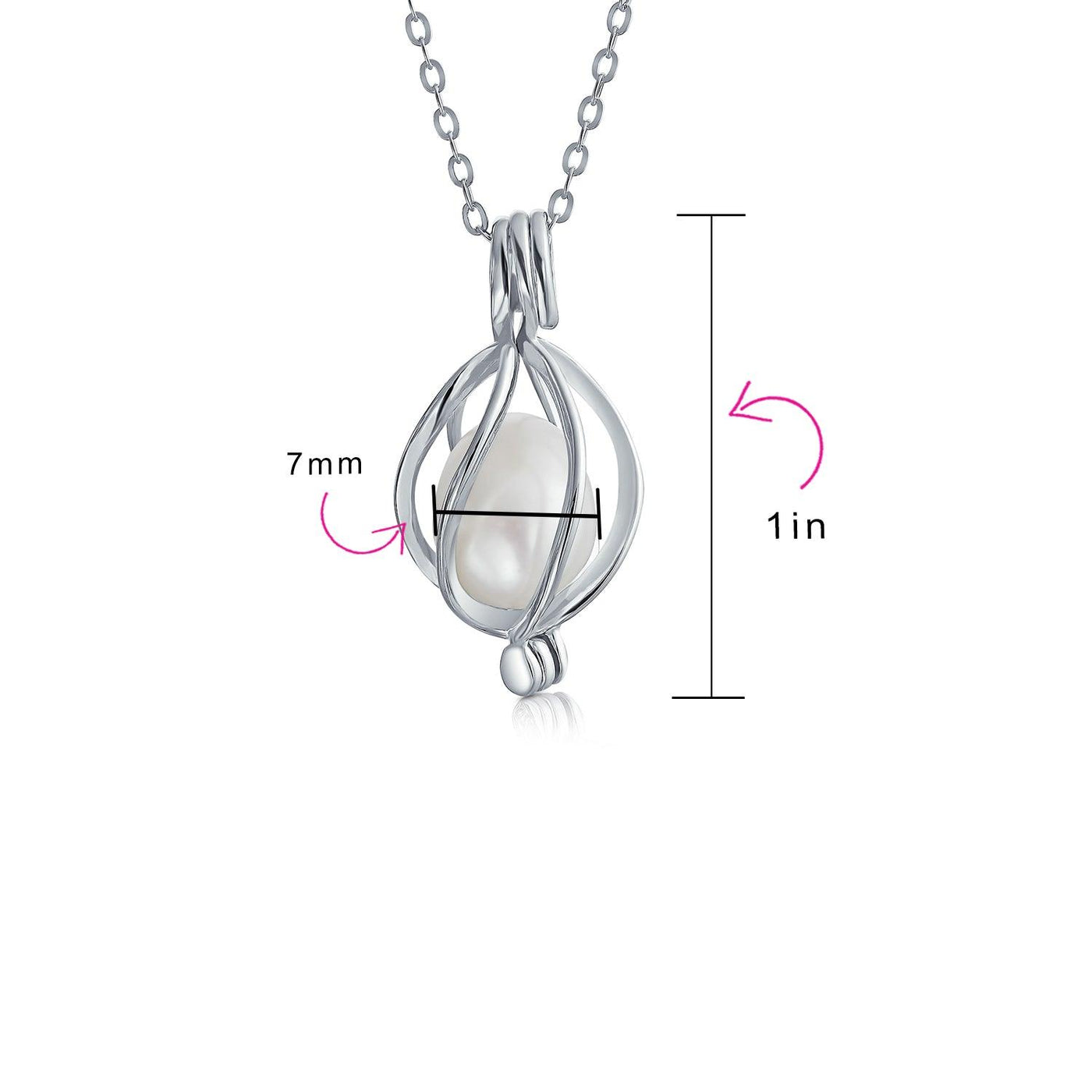 Sterling Caged Pearl drop necklace - Gem