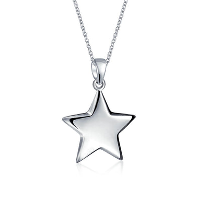 Minimalist Alphabet Star Pendant Necklace in Sterling Silver - USA Patriotic Style