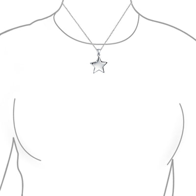 Minimalist Alphabet Star Pendant Necklace in Sterling Silver - USA Patriotic Style