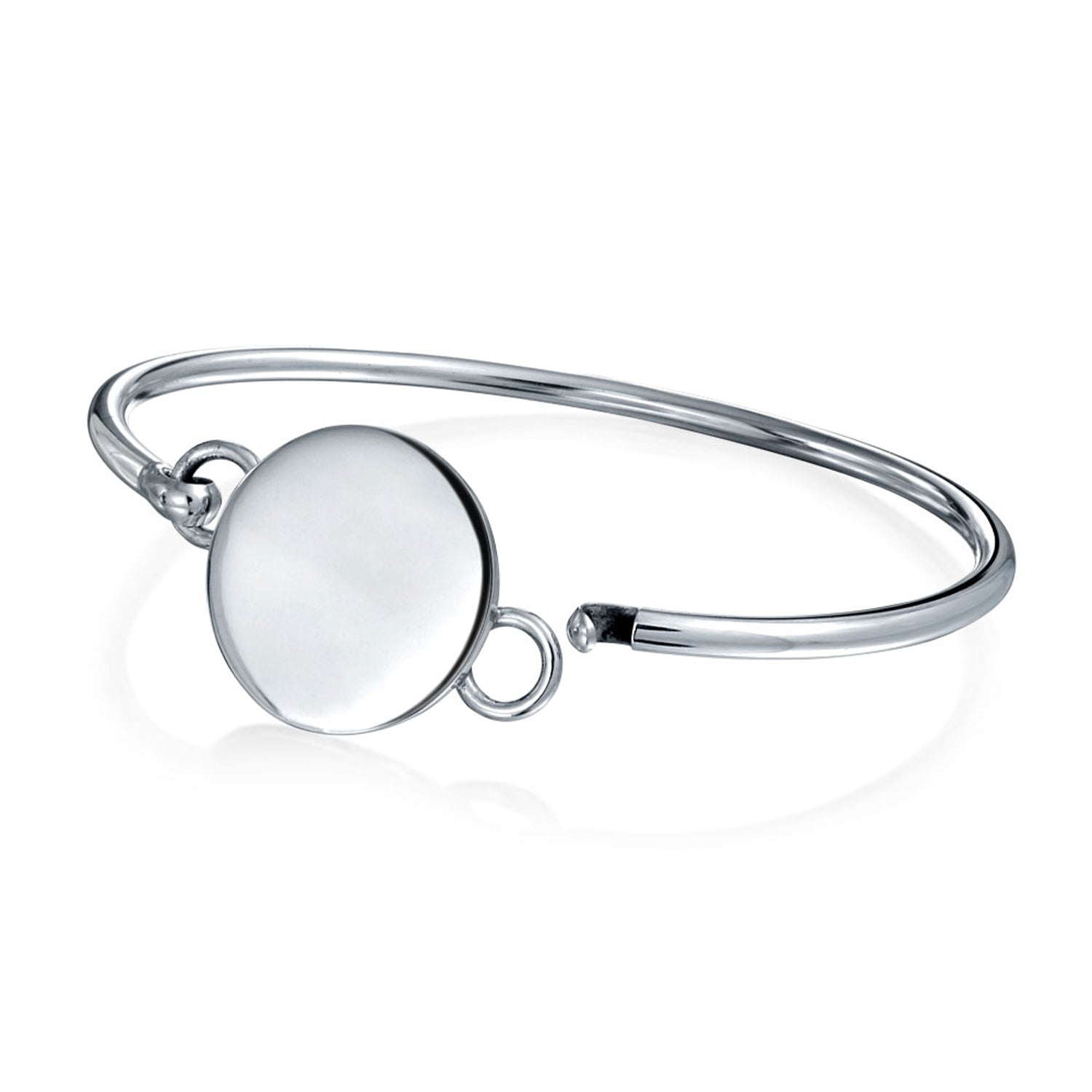 Monogram Bangle Bracelet .925 Sterling Silver Disc For Initials Hinge Closure
