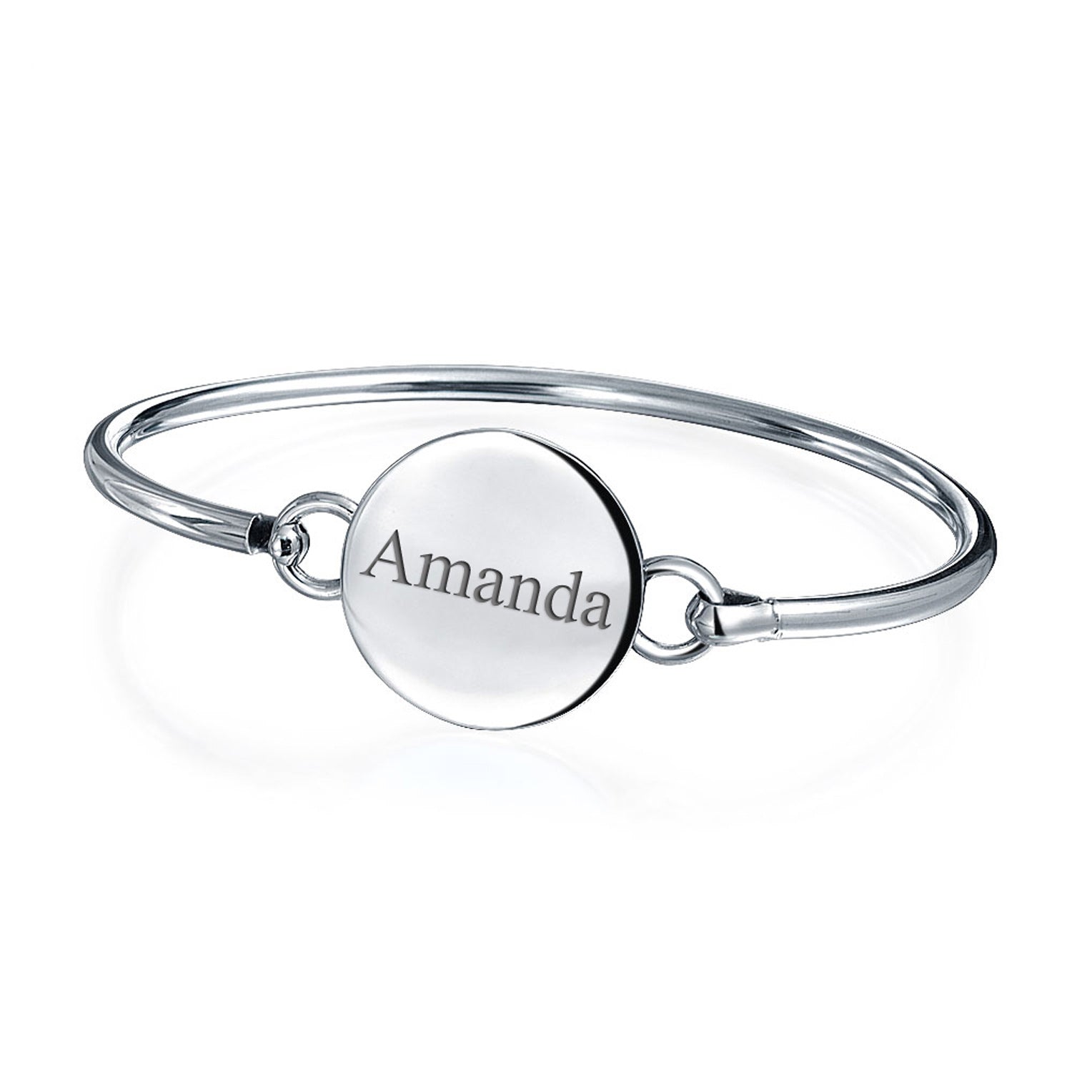 Monogram Bangle Bracelet .925 Sterling Silver Disc For Initials Hinge Closure
