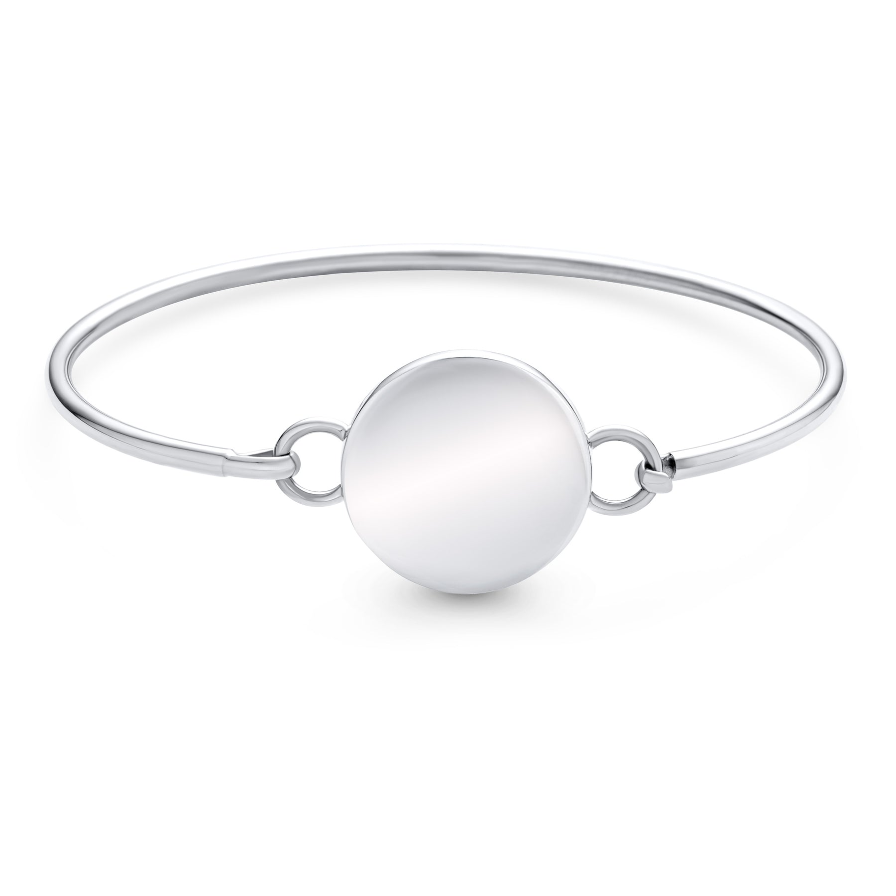Monogram Bangle Bracelet .925 Sterling Silver Disc For Initials Hinge Closure