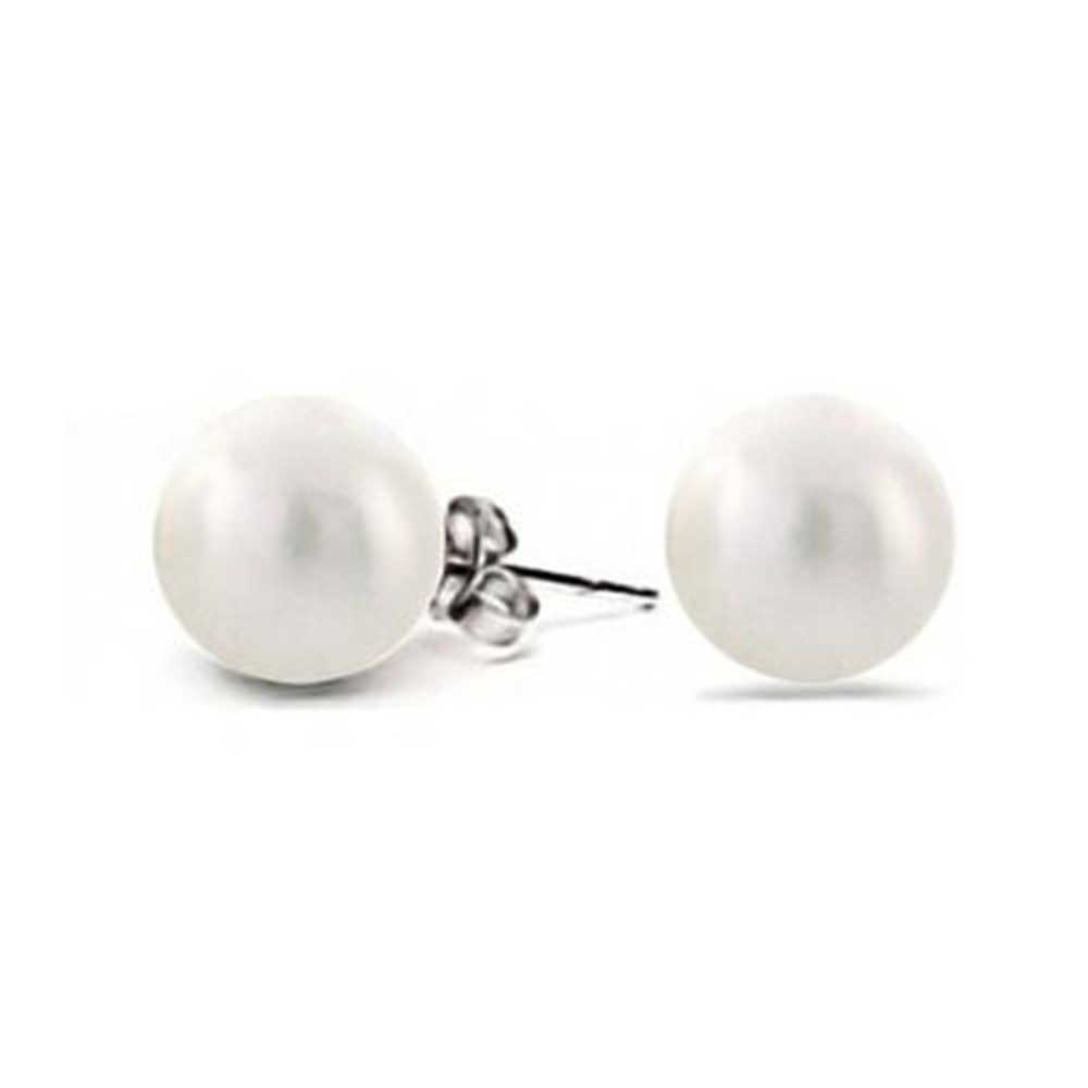Set Of 3 White Black Pink Simulated Pearl Stud Ball Earrings Sterling Silver 8MM