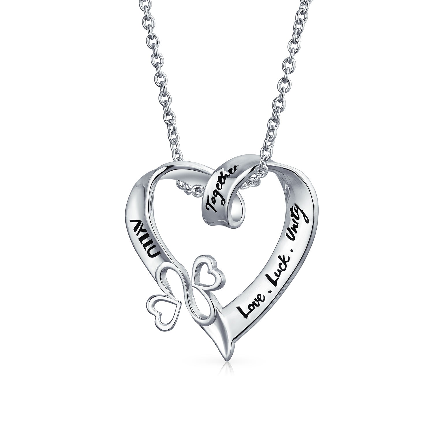 Ayllu Heart Infinity Clover Pendant Necklace Love and Luck