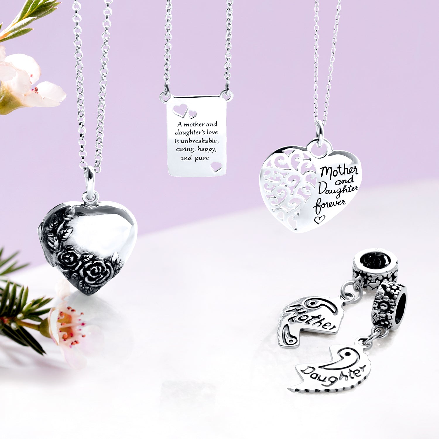 Sterling Silver Mother Daughter Puzzle 2 Piece Split Heart Sisters Bead Charm For Mom for Bracelet