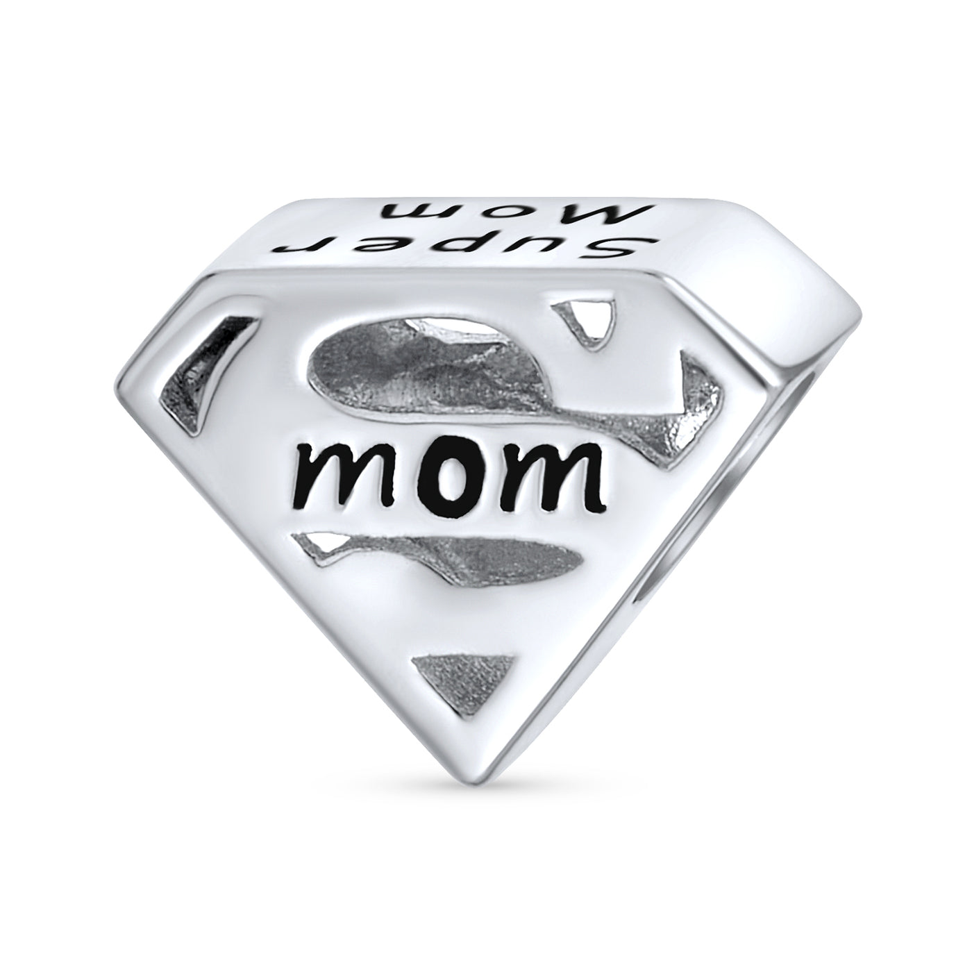 Set of 2 Mother's Day SUPER MOM and BFF Friendship Charm Bead Sterling Silver