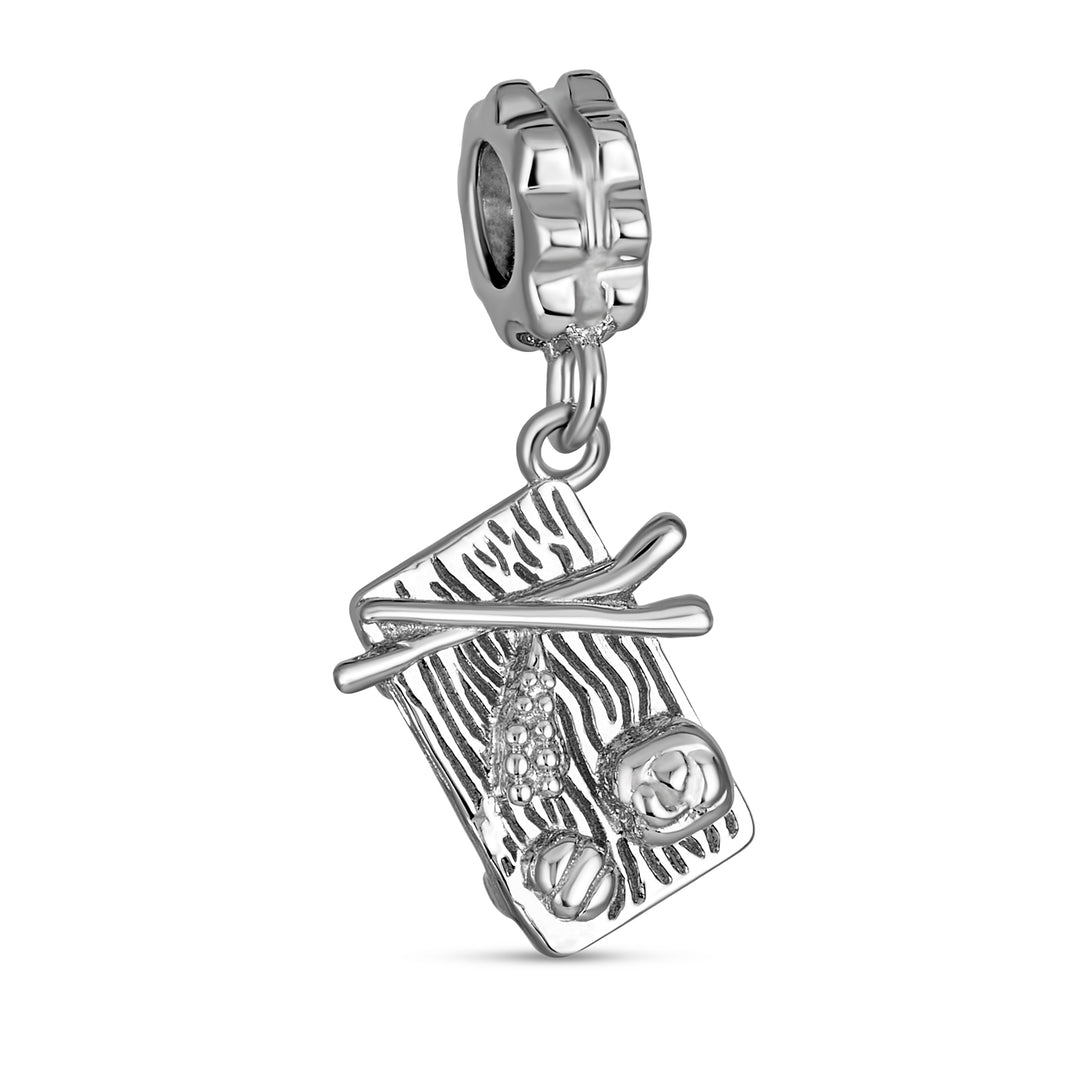 Chopsticks Chef Sushi Dangle Charm Bead Sterling Silver for European B Bling Jewelry