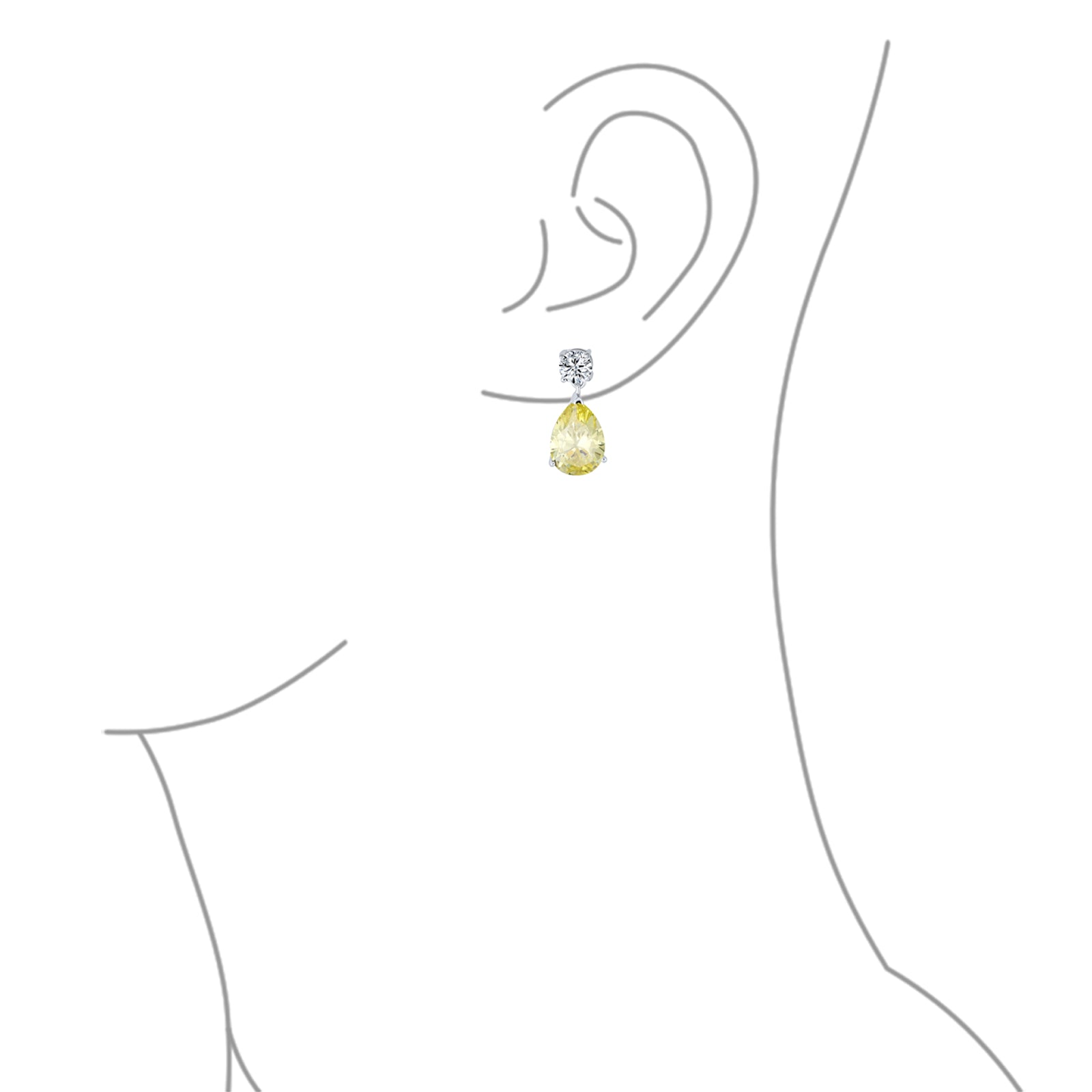 Bridal CZ Dangle Chandelier Earrings 14K Gold Plated Silver