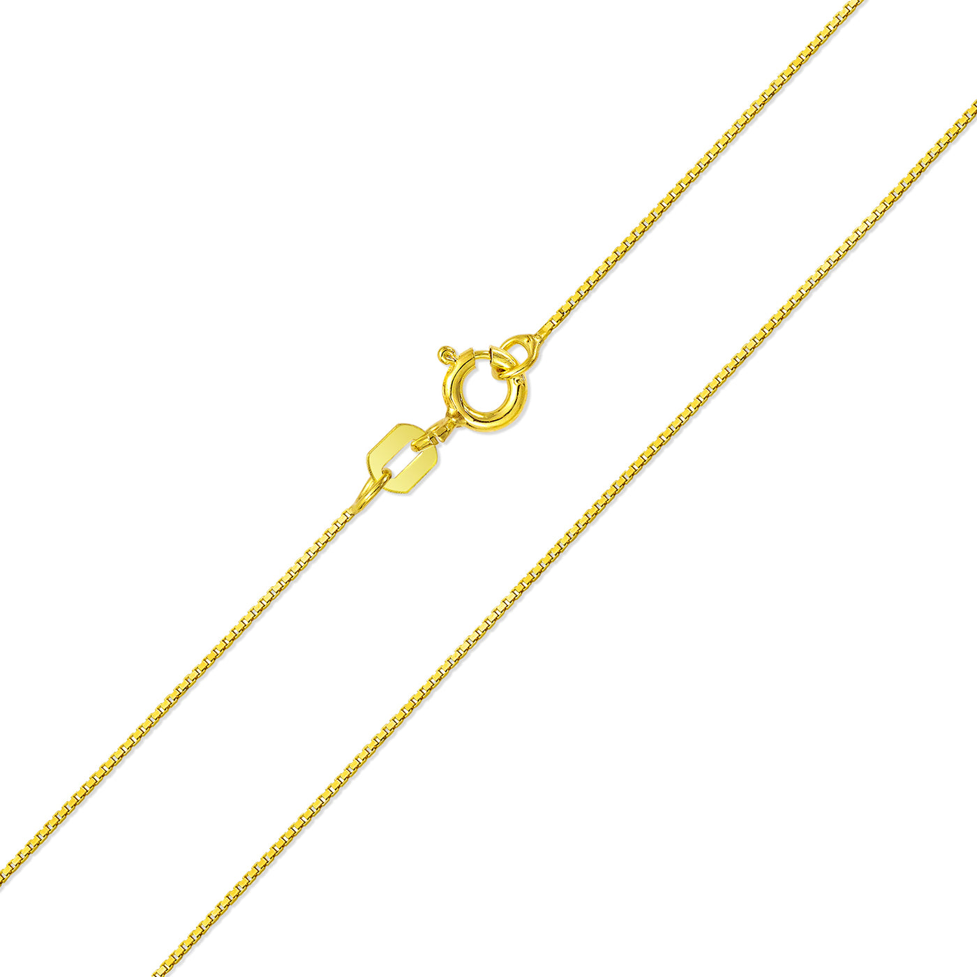 Simple 14K Gold Plated Sterling Silver Box Chain Necklace Nickel-Free Multiple Lengths