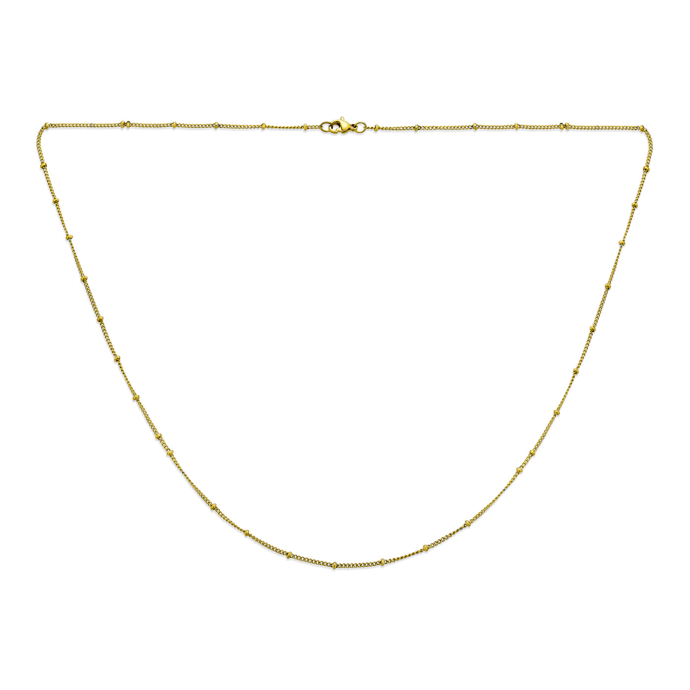 Thin Minimalist Gold Plated Saturn Chain Necklace with Tiny Ball 16-20 Inch