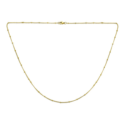 Thin Minimalist Gold Plated Saturn Chain Necklace with Tiny Ball 16-20 Inch