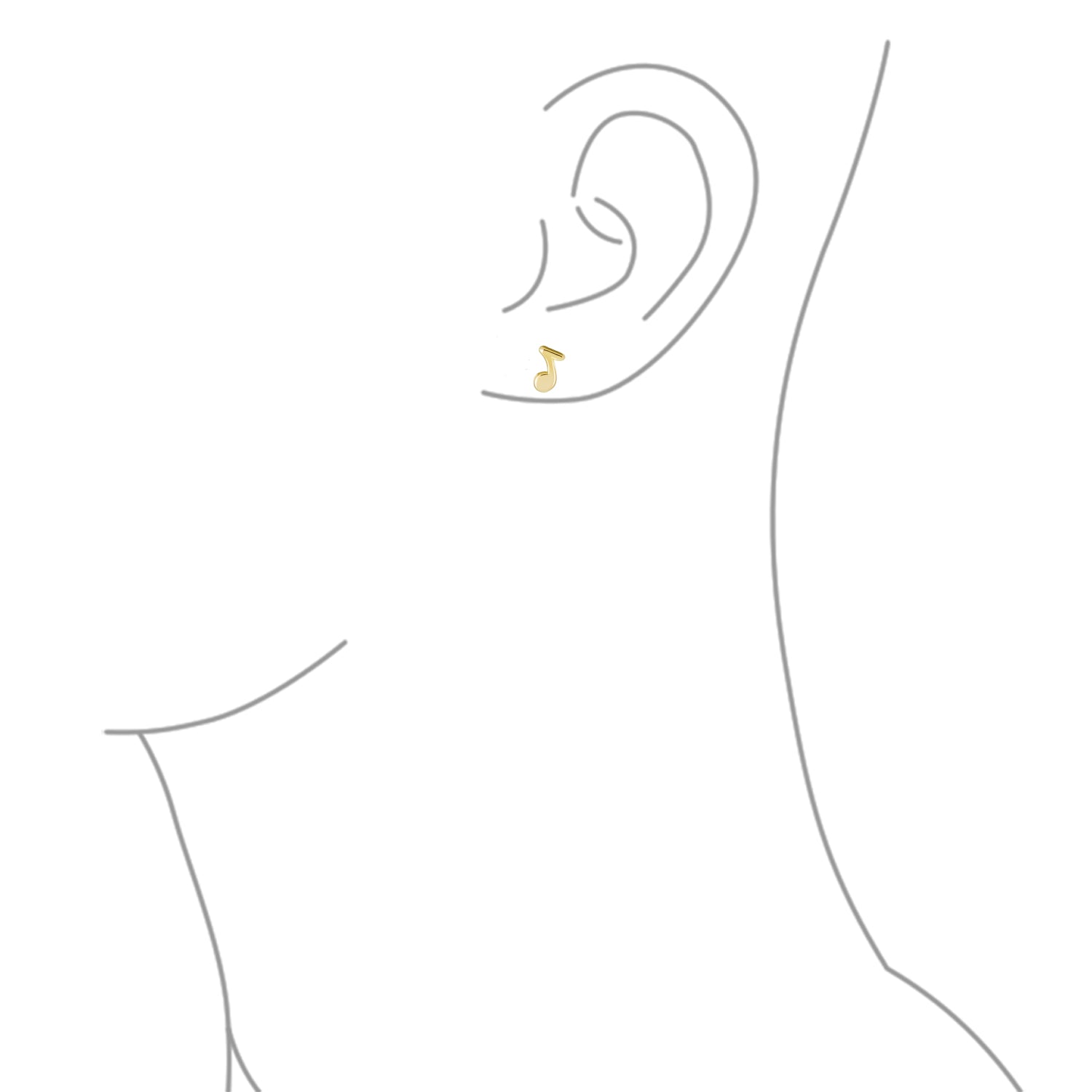 Tiny 14K Yellow Gold Entertainer Music Notes Stud Earrings For Musician Teacher Student Screw Back