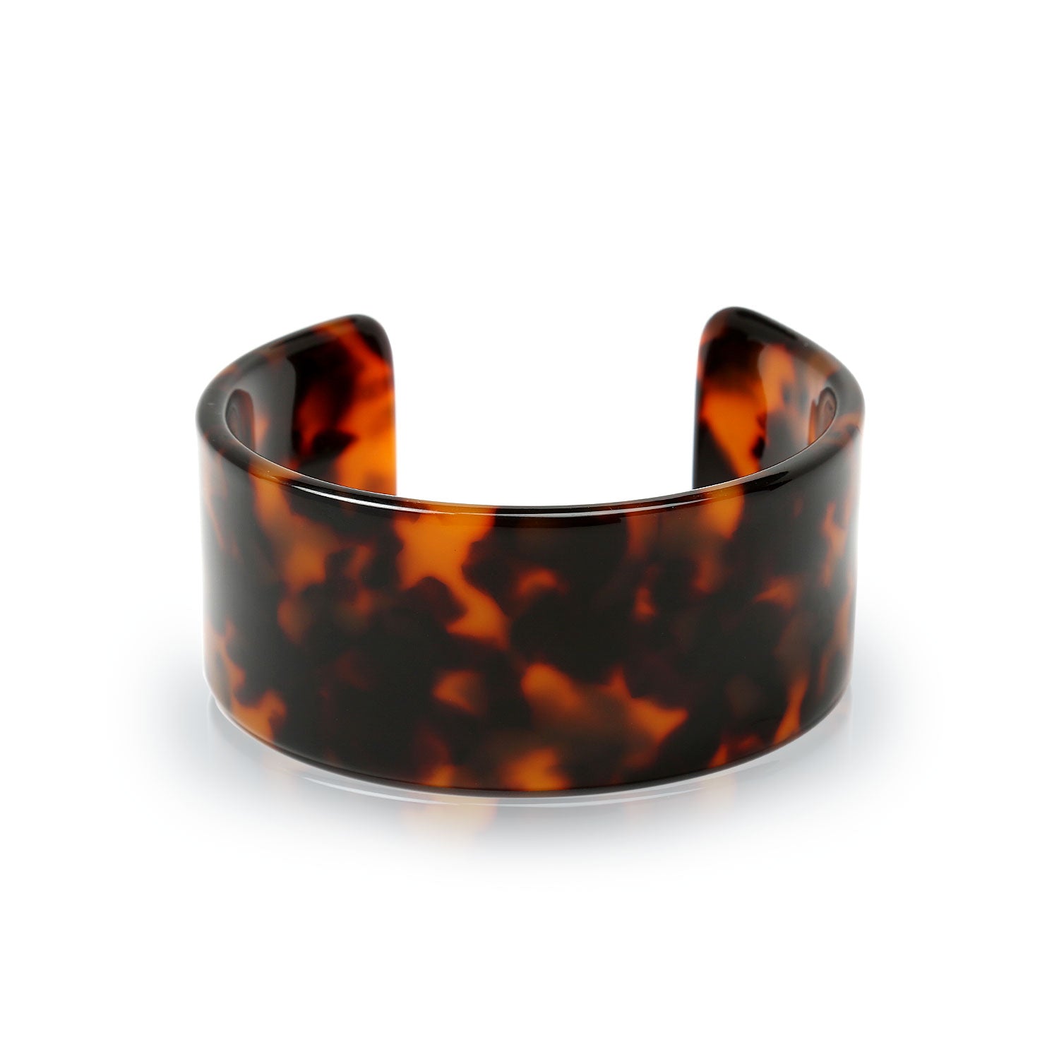 Fashion Brown Golden Acrylic Marbled Leopard Tortoise Shell Wide Cuff Statement Bangle