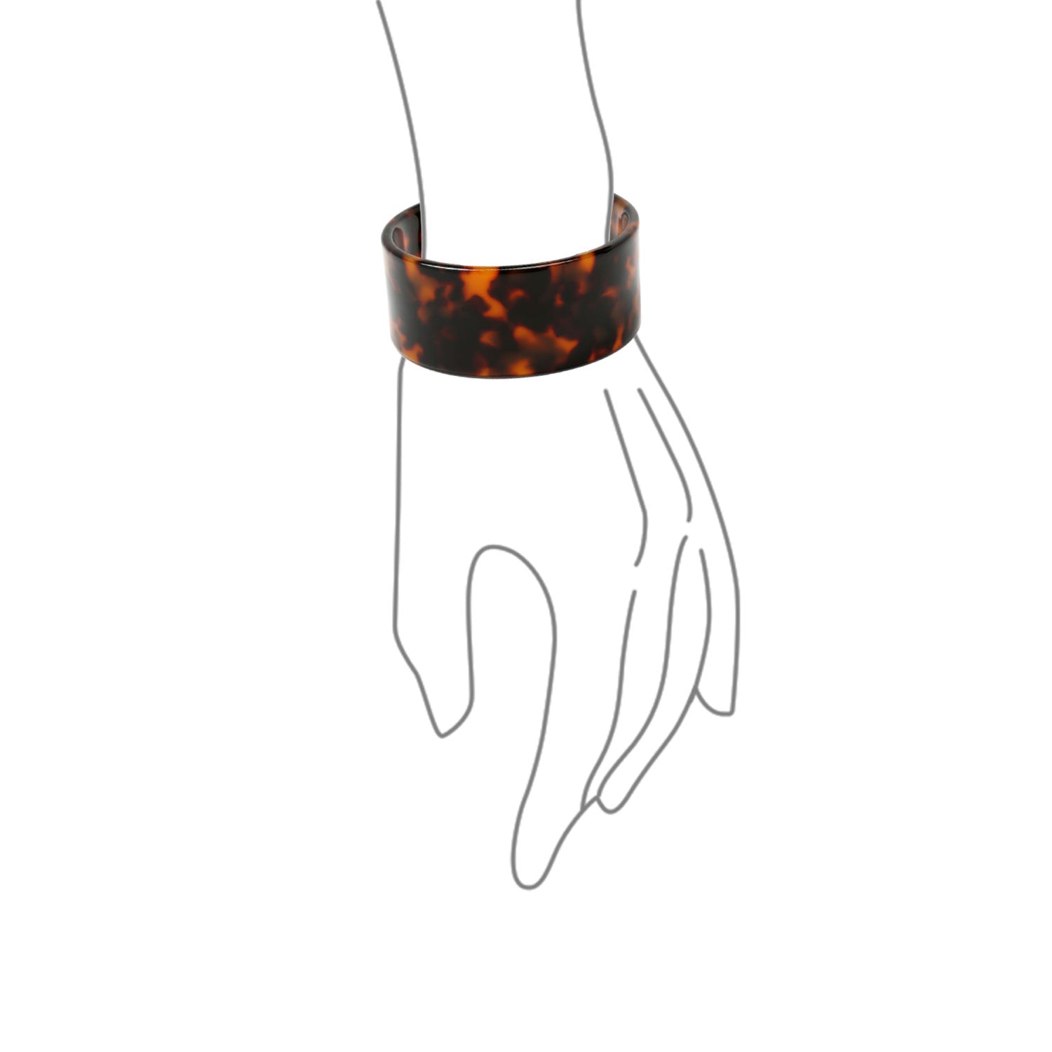 Fashion Brown Golden Acrylic Marbled Leopard Tortoise Shell Wide Cuff Statement Bangle