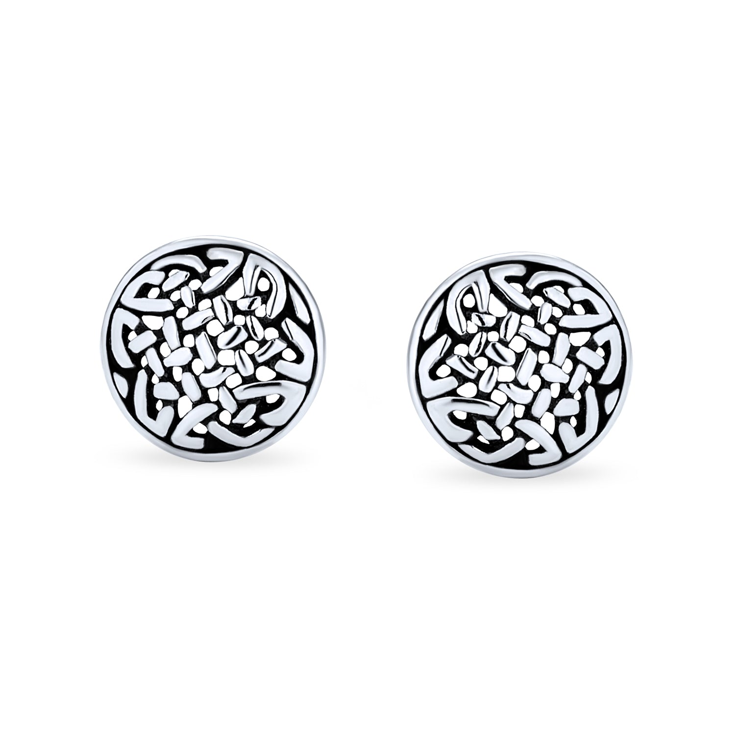 Viking Celtic Knot Stud Earrings in Oxidized Sterling Silver